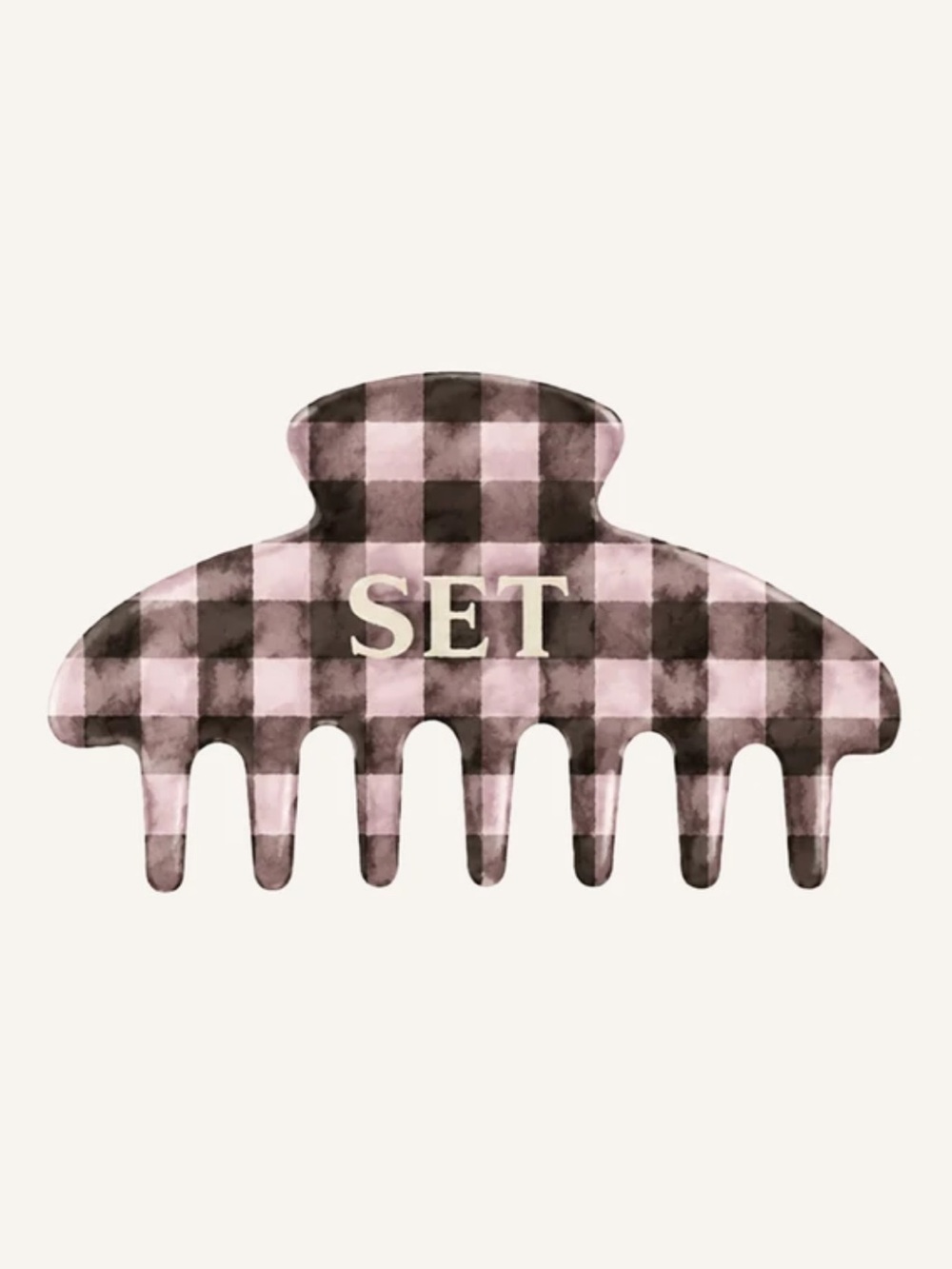 Set Active Gingham Claw Clip
